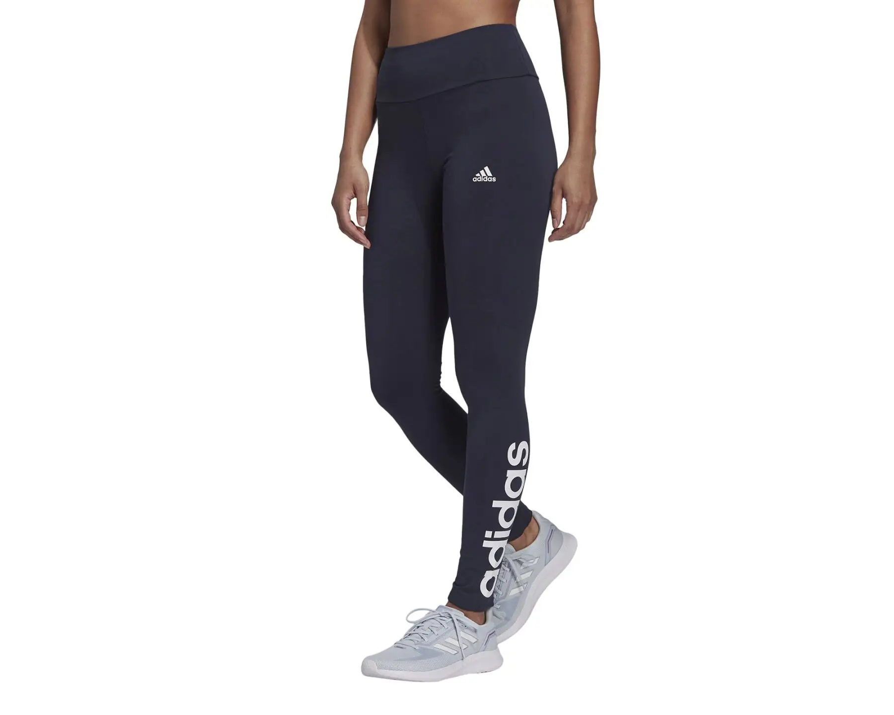 Adidas Original Women's Training Tights Navy Blue Color with High Cotton Content and High Waist Extra Comfort Sport Walking