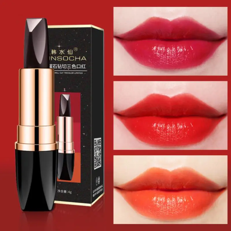 3 In 1 Lipstick Three-Color Matte Lipsticks Velvet Sexy Lip Makeup Moisturizing Long Lasting Lips Tint Pen Non-stick Cosmetic