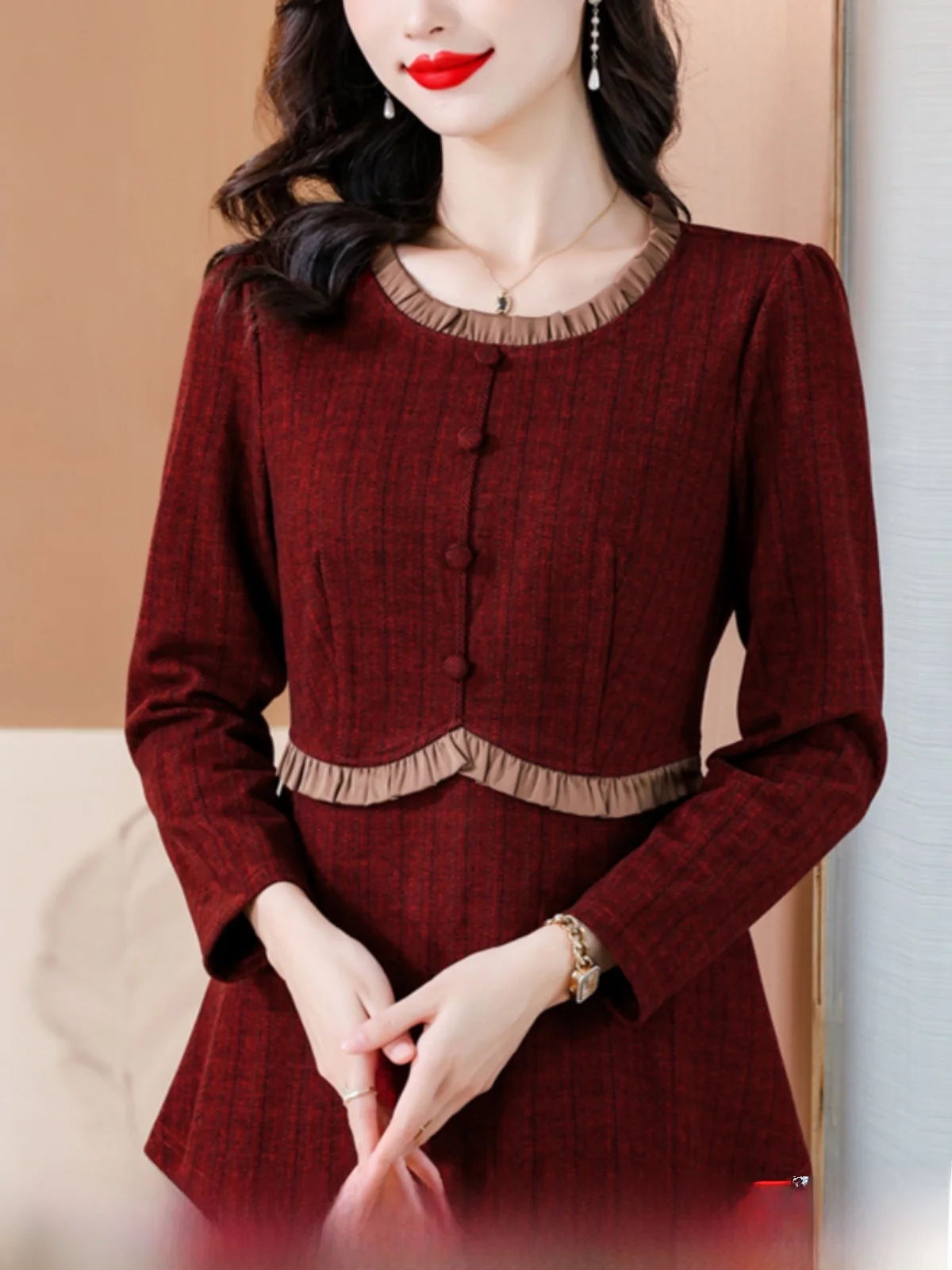 Трикотажная рубашка с длинным рукавом женская весенняя новинка темперамент для