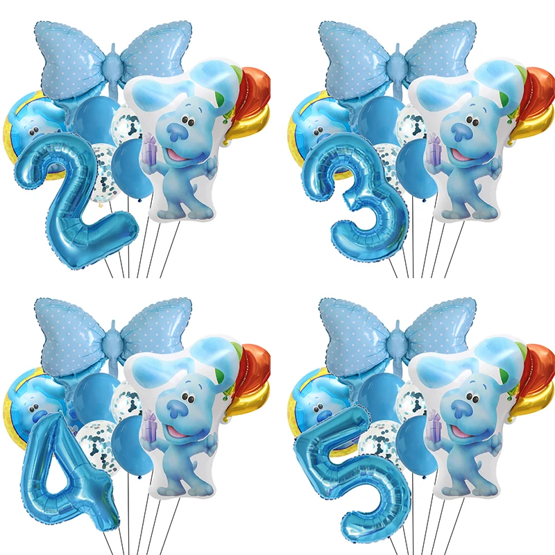 

1 Набор, голубые подсказки, шары для девочек на день рождения, товары для декора, синие собаки, 32 дюйма, цифры-шары, Детские принадлежности, детский шар