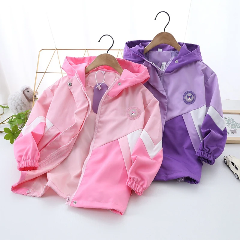 

Sanrio Kids Jacket Punching Jacket Fall Warm Windproof Baseball Shirt Kawaii Kuromi Boys Girls Zip Up Coats Baby Outing Clothes