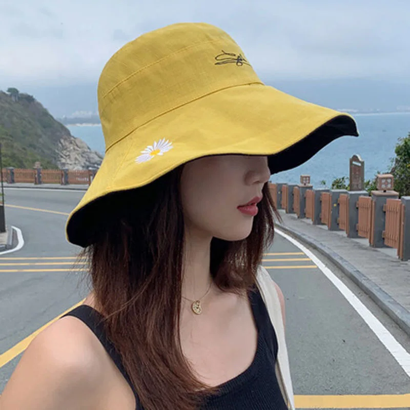 

Hat Female Summer Korean Version Tidal Japanese Fisherman Hat Double Sided Sun Shading Anti Ultraviolet Basin Hat Spring And Aut