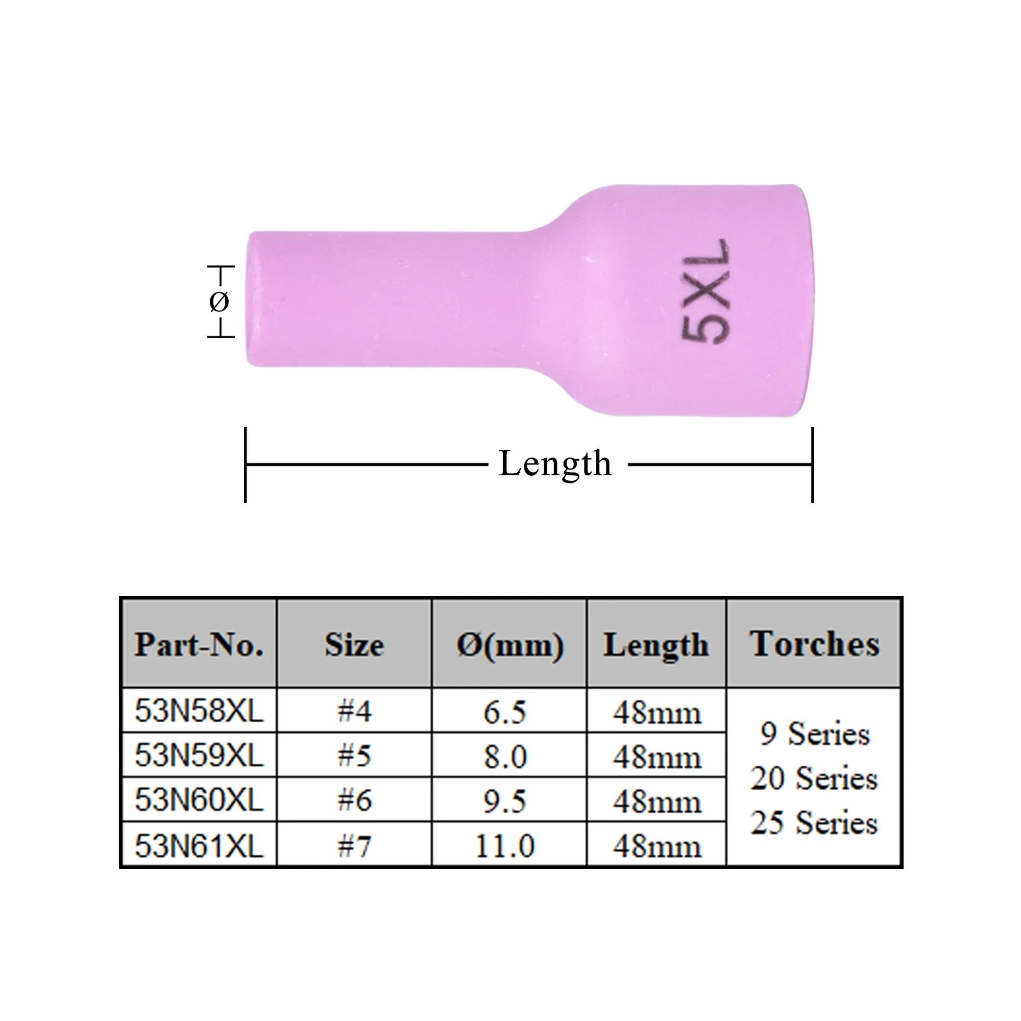 10 шт. в коробке 48 мм 53N58XL 53N59XL 53N60XL 53N61XL насадки из глинозема для сварочной горелки
