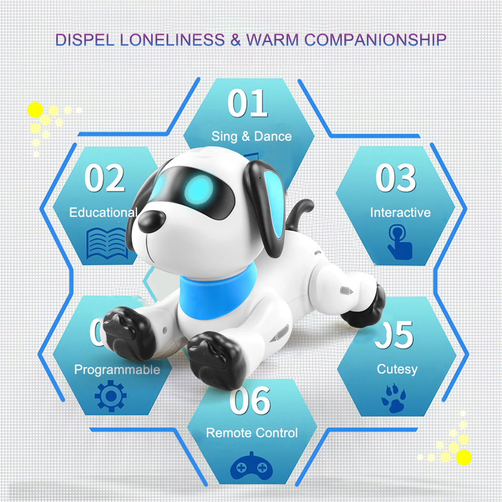 

Robot Puppy Toy Programmable Walking with Light and Sound Robotic Pets RC Animal Dog Toy for Girls Boys Kids Children Gifts