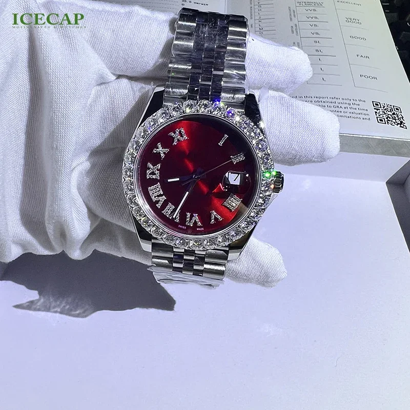 Модные роскошные часы с бриллиантами на заказ красивые механические Iced Out VVS
