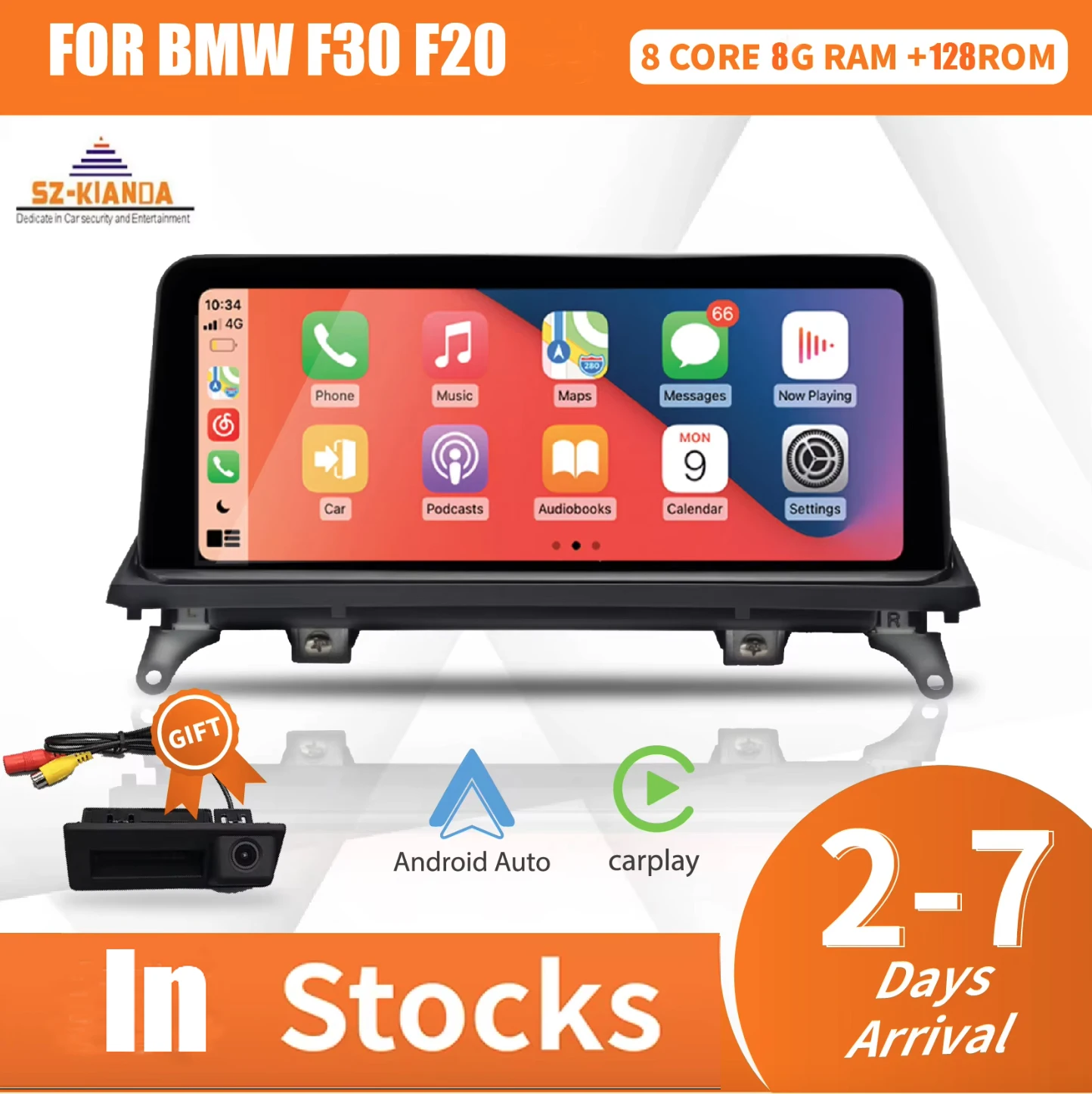 

10,25-дюймовый беспроводной мультимедийный экран Apple Carplay Android Auto для BMW 1 2 3 4 серии F20 F21 F22 F30 F31 F32 F33 F34 F36