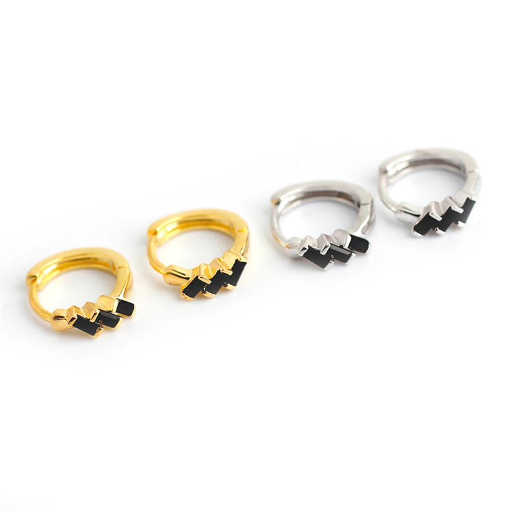 

S925 Silver Stepped Center Stone Styling Earrings Ladies Fashion Jewelry Trend Ins Same Earring Gift