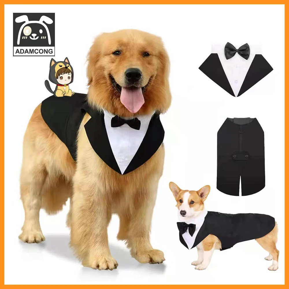 

Dog Tuxedo Formal Dog Suit and Bandana Set, Cute Dogs Tuxedo Wedding Party Suit, Bow Shirt Vest Formal Doggy Weeding Outfit