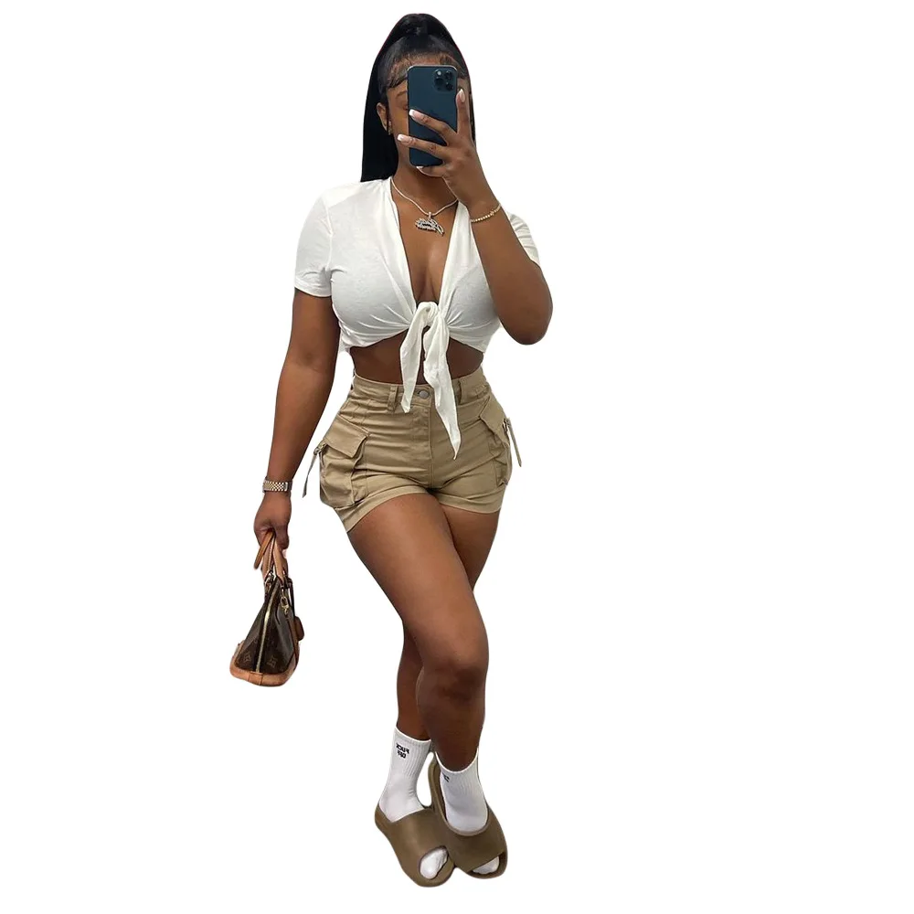 Summer New Women's Work Shorts Solid Color High Elasticity Sense of Fashion