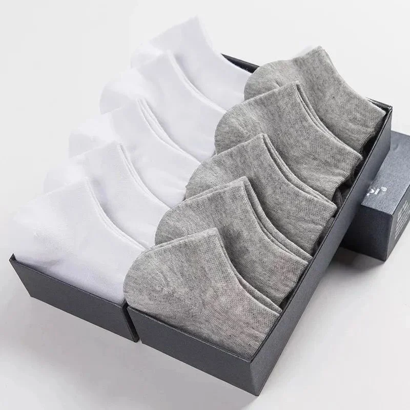 10pairs Men Socks Solid Color Low Cut Black White Grey Breathable Cotton Sports Socks Male Summer Short Ankle Socks Women Men