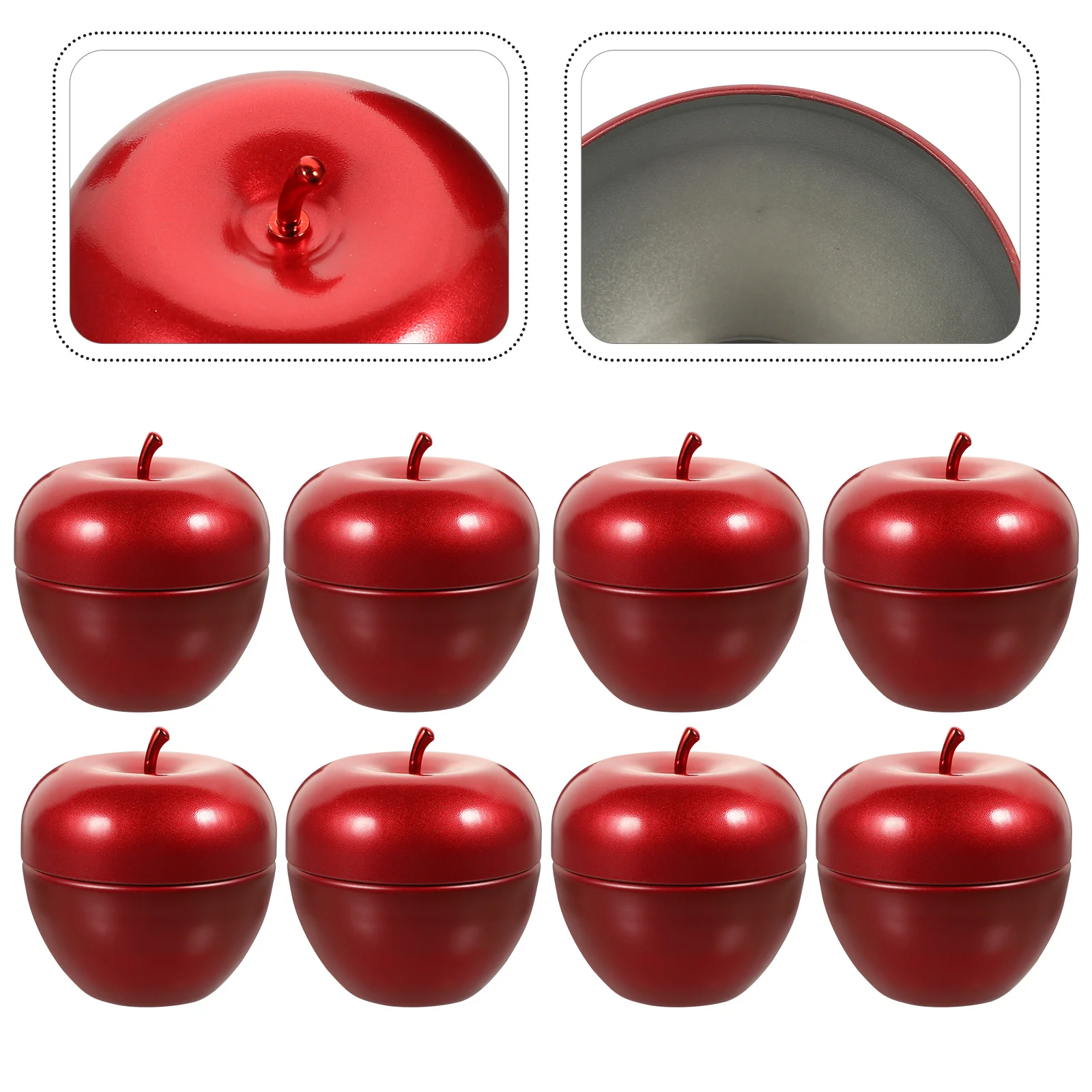 

Red Apples Shaped Candy Container Tin Christmas Multi-function Storage Canister