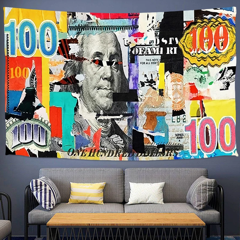 

3D Dollar Money Tapestry Wall Hanging Bedroom Decoration Outdoor Decor Tapestries Home Art Aesthetic Headboards Decorative Room
