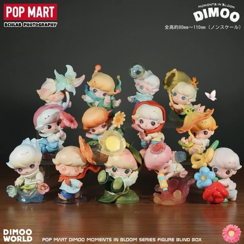 Фото Оригинальная коллекционная фигурка POP MART DIMOO Moment in Bloom Series Blind Box: Аниме-персонаж, украшение, милые игрушки, загадочный подарок №1