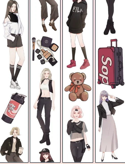 

1 Loop Fashion Girl Pet Journal Paper Tape Character Collage 9.16