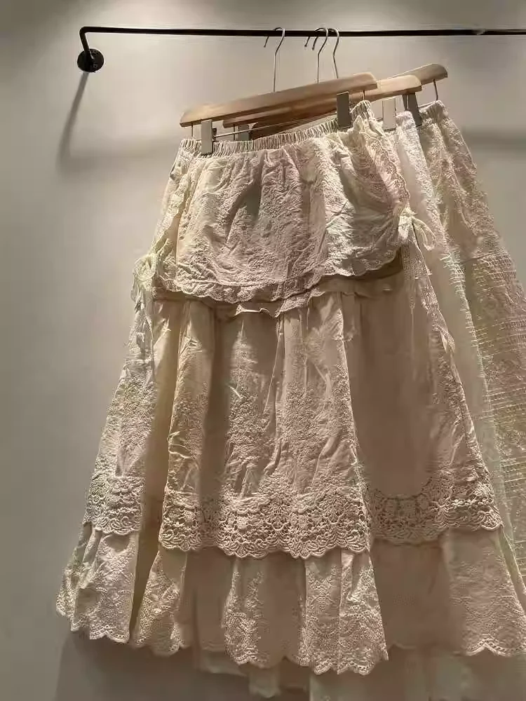 Юбка миди в стиле девушки Мори Лолита Женская винтажная длинная юбка из хлопка с