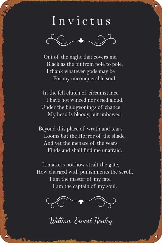 Плакаты Invictus Poem для самостоятельного улучшения жестяные вывески металлические