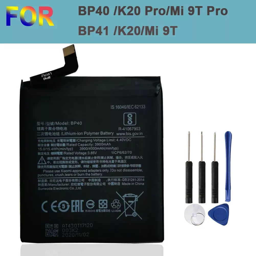 

2023New For Xiaomi Redmi K20 Pro Mi 9T Pro Mi9T Redmi K20Pro Rechargeable Batteria 3900mAh Replacement Battery BP41 BP40 with To