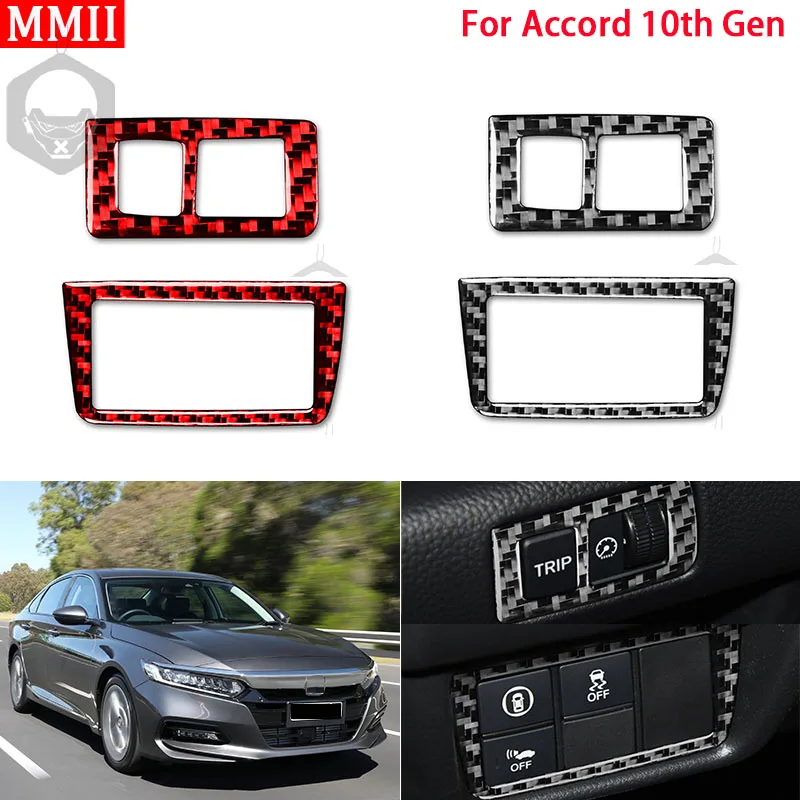 

RRX Real Carbon Fiber for Honda Accord 10th Gen 2018-2021 Driver Side Trip Switch Frame Decal Cover Trim Sticker Car Accessories