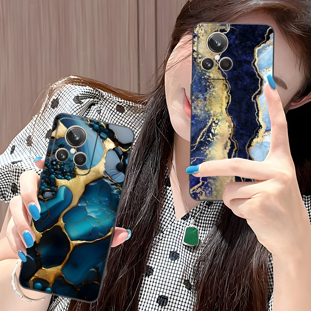 Luxury Golden Stone Mobile Cell Phone Case for Realme GT 2 9i 8i 7i Pro X50 X2 C35 C21 C20 C11 C3 Black Soft Cover Shell