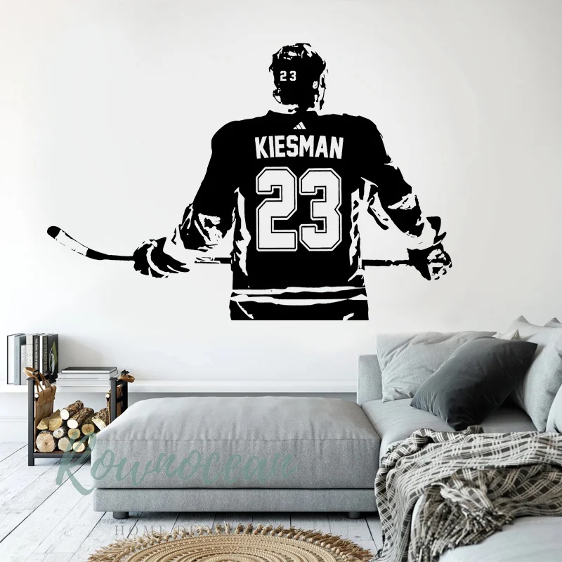 

Custom Name & Number Right Left Handed Hockey Wall Sticker Vinyl Home Decor Boys Room Teens Bedroom Ice Hockey Player Decal G026