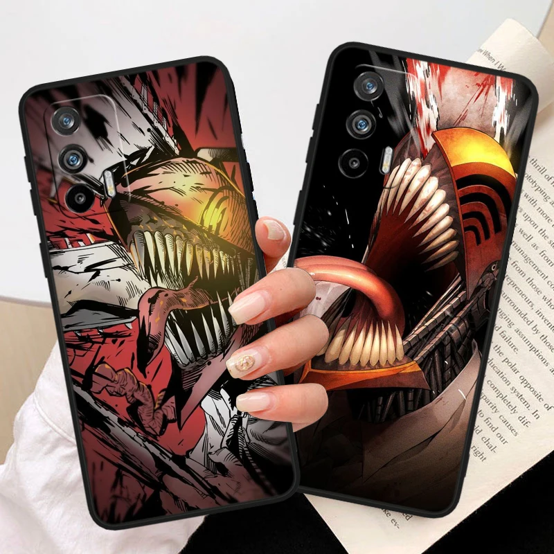 Аниме бензопила Man для OPPO Realme GT Neo 10 9i 8i 7i 6s 5 Narzo 50i 50A 240W Pro Plus Черная мягкая