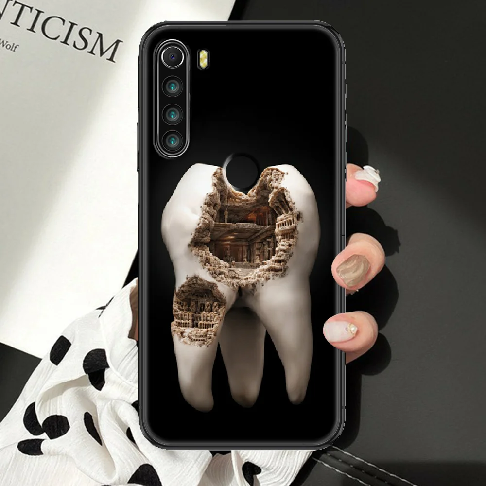 Чехол для телефона с рисунком зуба дантиста Xiaomi Redmi Note 7 8 9 10 7A 8T 9A 9T 9S 10S Pro Черный