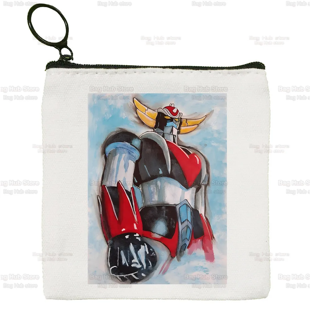 Manga Goldorak Ufo Robo Anime Canvas Bag Pure White Bag, Mazinger Grendizer Zipper Bag Coin Bag Coin Bag Clutch Bag