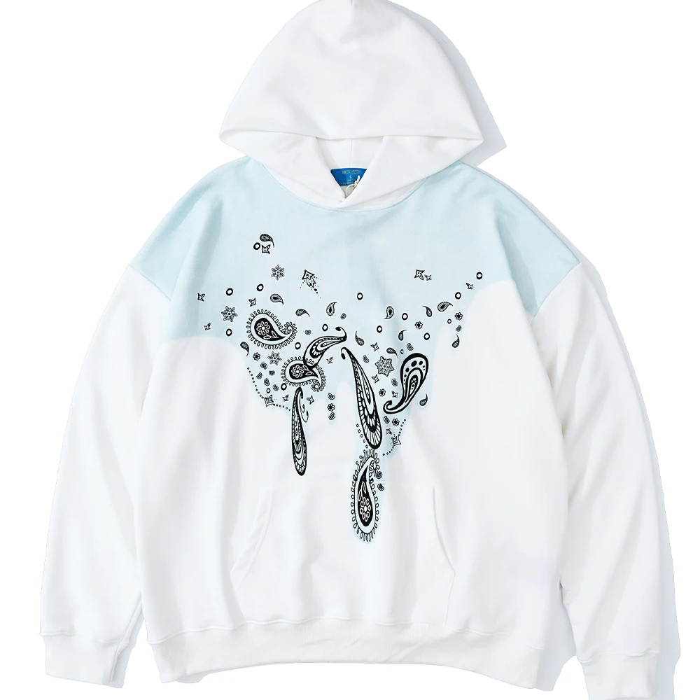 

Fashion Cashew Print Loose Hoodie Fluorescent Green Streetwear Hip Hop Casual Sweatshirt Autumn Winter Unisex Oversize Hoody
