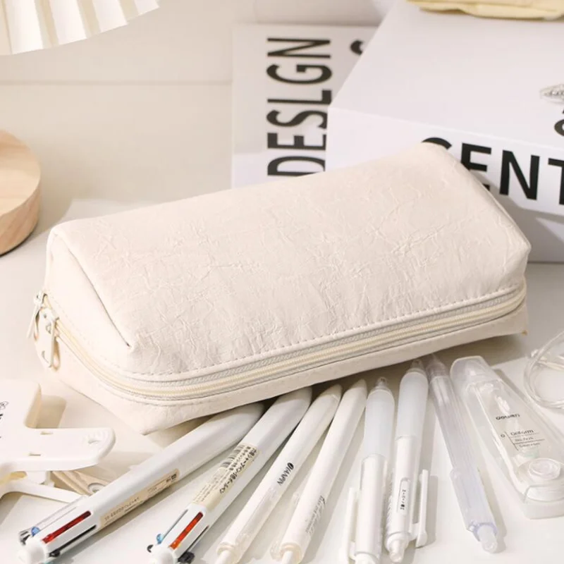 

Simple Style Large Capacity Pencil Bag Students Zipper Pouch Korean School Cases Fountain Pen Tape Holder School Supplies