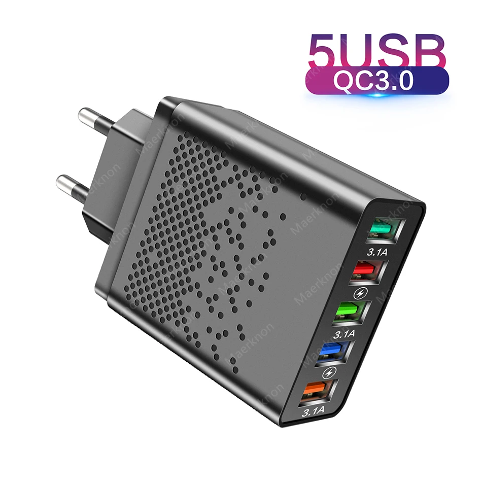 

Зарядное устройство с 5 USB-портами, 48 Вт, QC 3,0