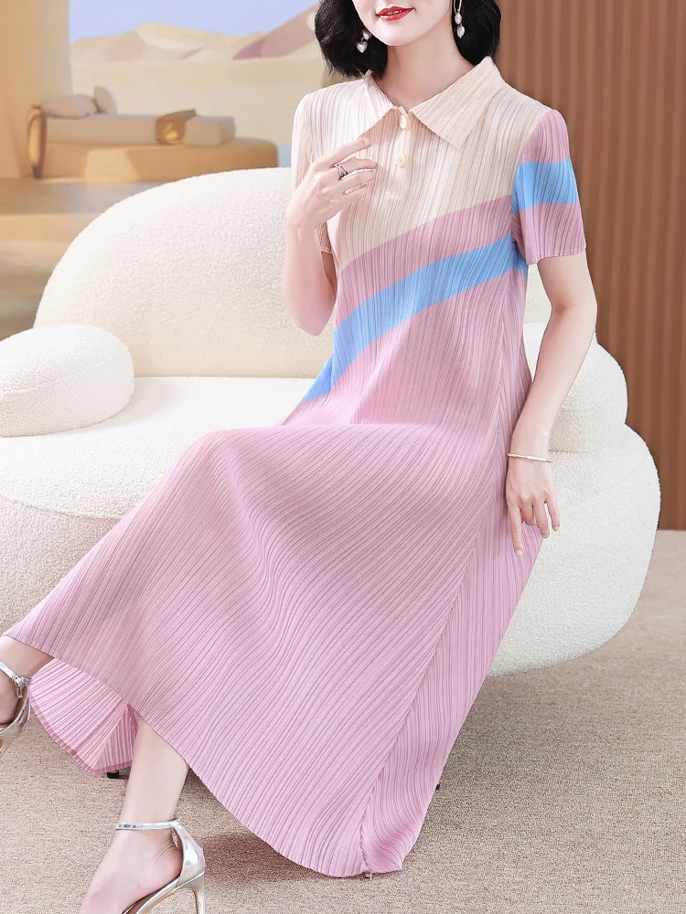 

Элегантное Длинное платье, женское летнее платье для матери с коротким рукавом, новинка 2023, высококачественное свободное платье большого размера для девочек