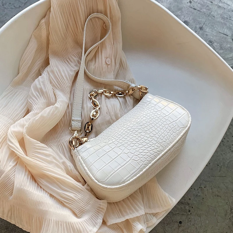 

Women's crocodile handbag, PU leather bag with chain, luxury design, 2020