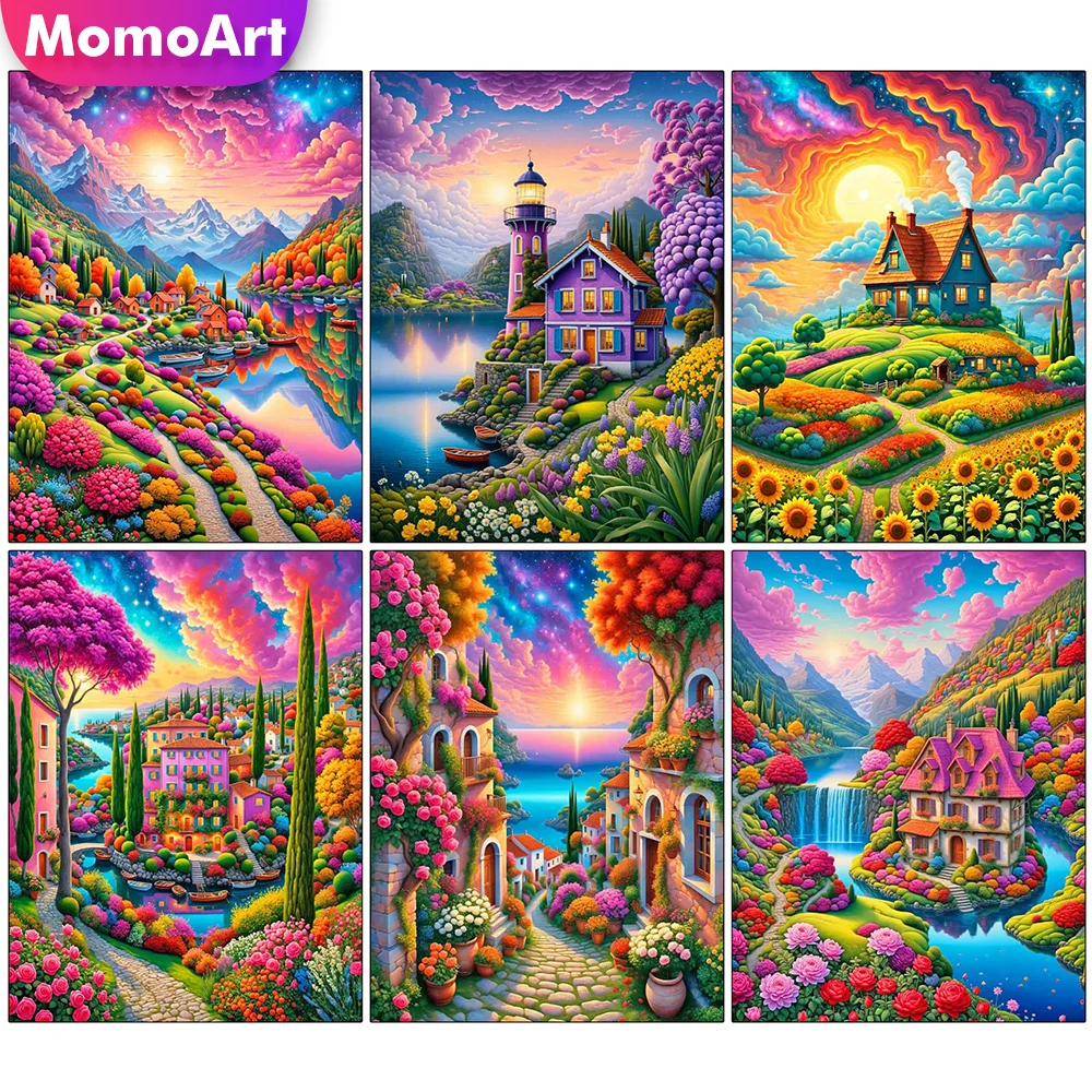 Momoart DIY алмазная живопись дом искусственная вышивка городской морской пейзаж