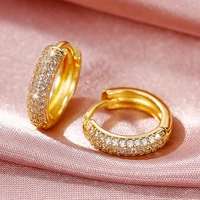 huitan trendy women luxury cz hoop earrings small circle ear accessories versatile design female jewelry fancy anniversary gift