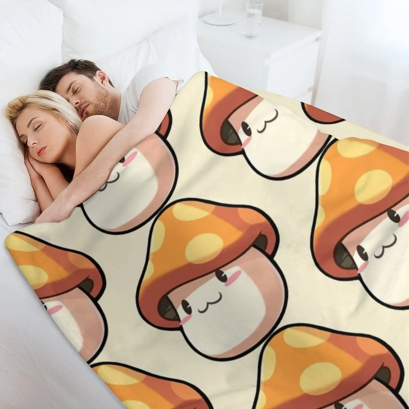 Maplestory M Гриб (кремовый фон) Декоративное одеяло Волосатые одеяла