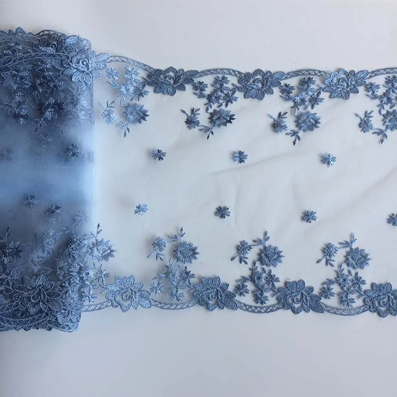

20Yds двухцветная синяя кружевная отделка юбка подол для женского нижнего белья платье рукав вышивка кружевная ткань