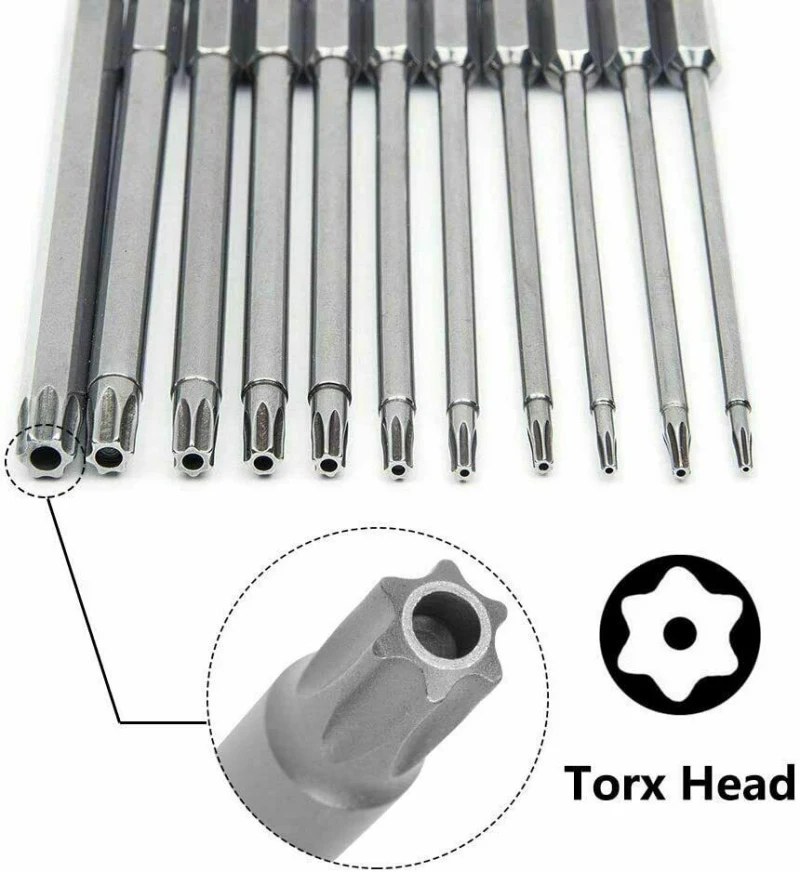 

11Pcs 1/4" Hex Bits Driver Tamper Proof Security Drill Magnetic Bit Set Torx Screwdriver Flat Head F1FC Security Bit 75/100mm