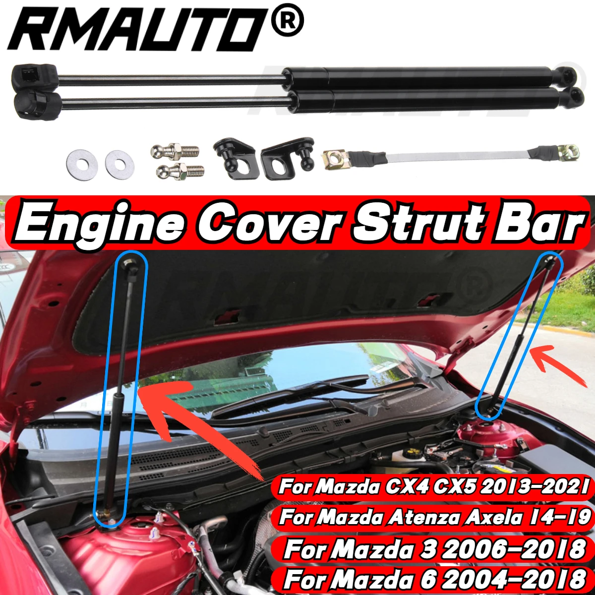

RMAUTO Car Engine Cover Support Strut Front Bonnet Hood Lift Hydraulic Rod Strut Bar for Mazda CX5 CX4 Atenza Axela Mazda 3 6