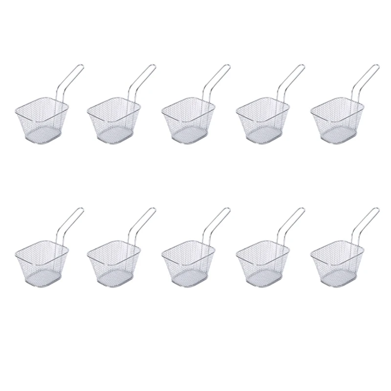 

Chips Mini Fry Baskets Stainless Steel Fryer Basket Strainer Serving Food Presentation Cooking Tool French Fries Basket