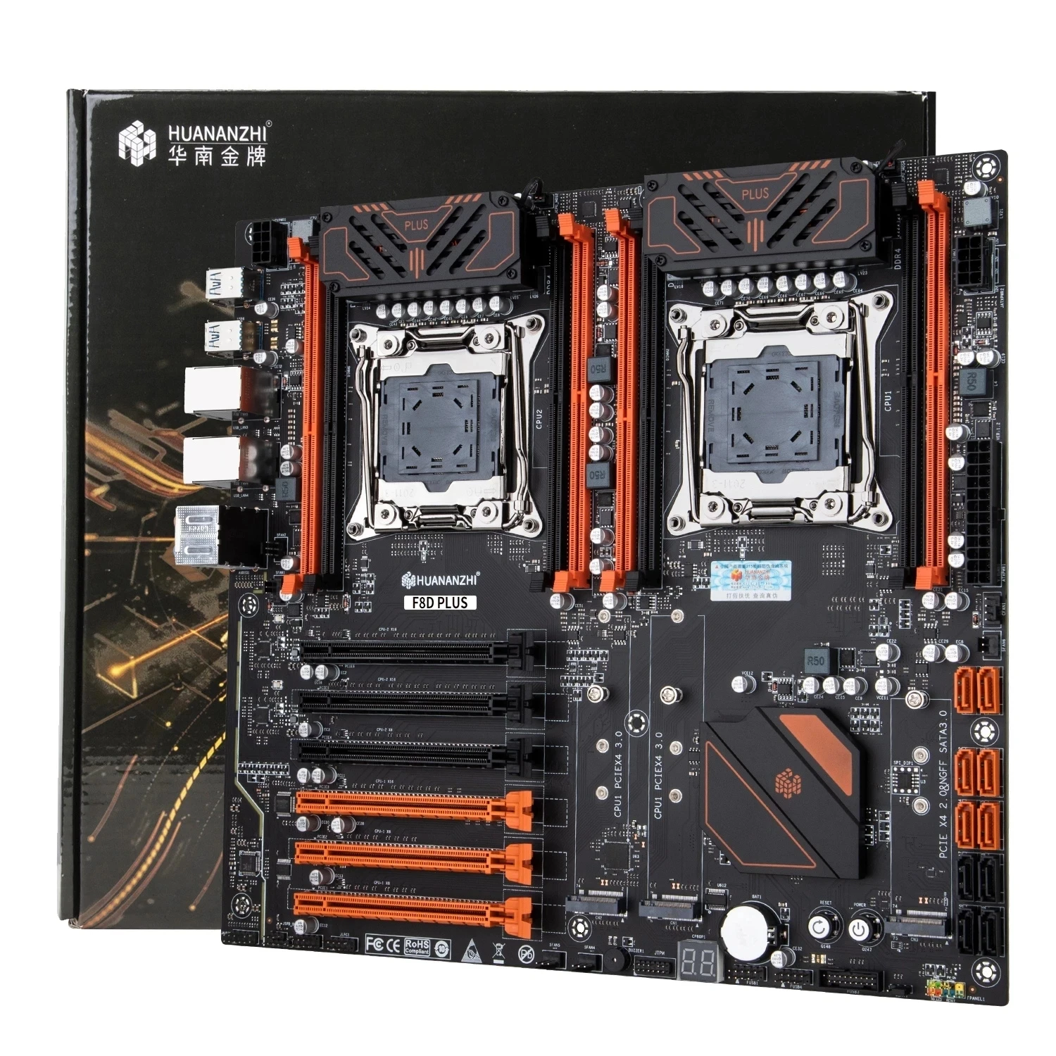 

HUANANZHI F8D PLUS E-ATX Motherboard LGA 2011-3 Intel Dual CPU Support Intel XEON E5 V3 V4 DDR4 RECC 256GB M.2 NVME NGFF USB3.0