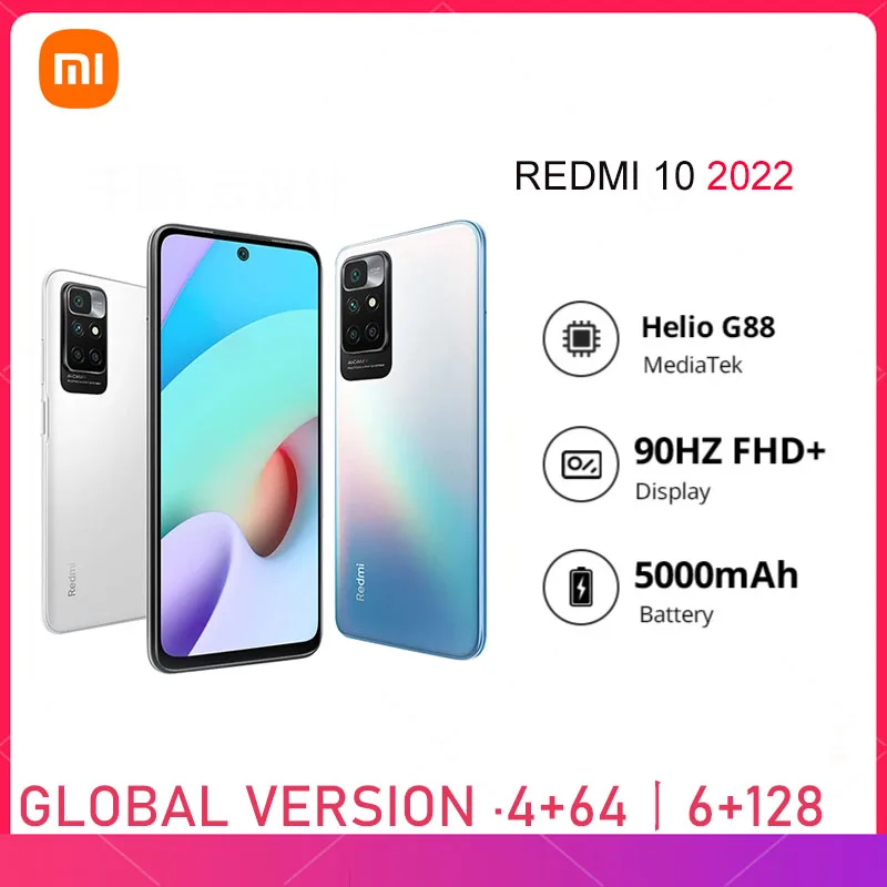 Xiaomi Redmi 10 2022 глобальная версия | 4 Гб 64 6 ГБ 128 50 МП AI Quad Camera MTK Helio G88 90 Гц FHD + дисплей 5000