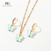 european and american creative fashion resin butterfly necklace womens clavicle chain set