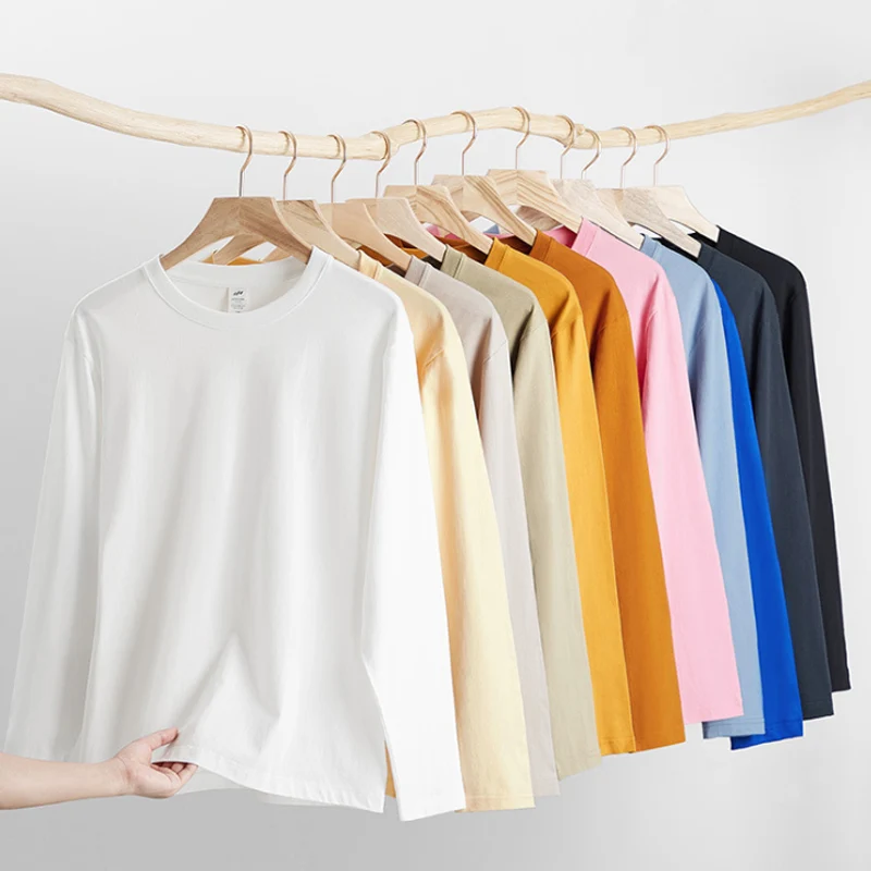 Autumn New 100% Cotton White Black T Shirt Men Causal O-Neck Basic Long Sleeve Harajuku Tops Tees S-3XL images - 6