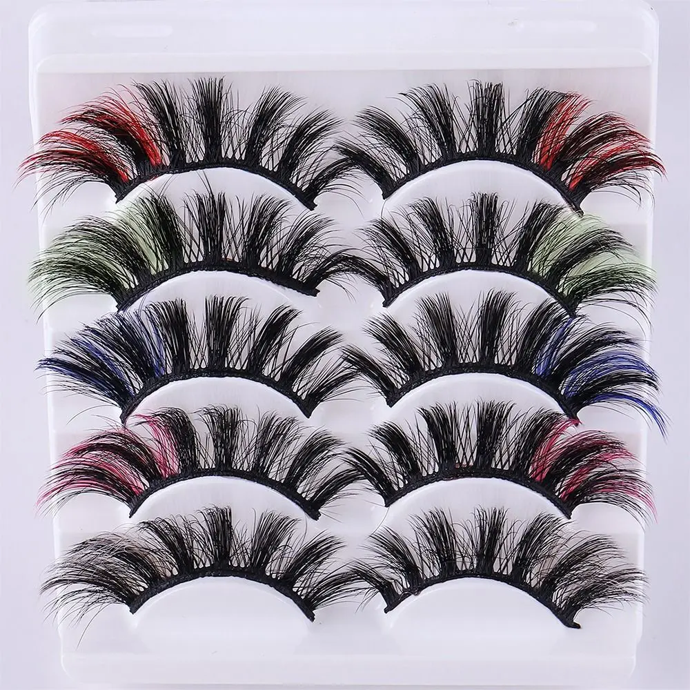

5Pairs Colorful False Eyelashes 3D Mink Colored DD Curl Fluffy Eyelashes Russian Volumes Natural Thick Fluffy Lashes Extension
