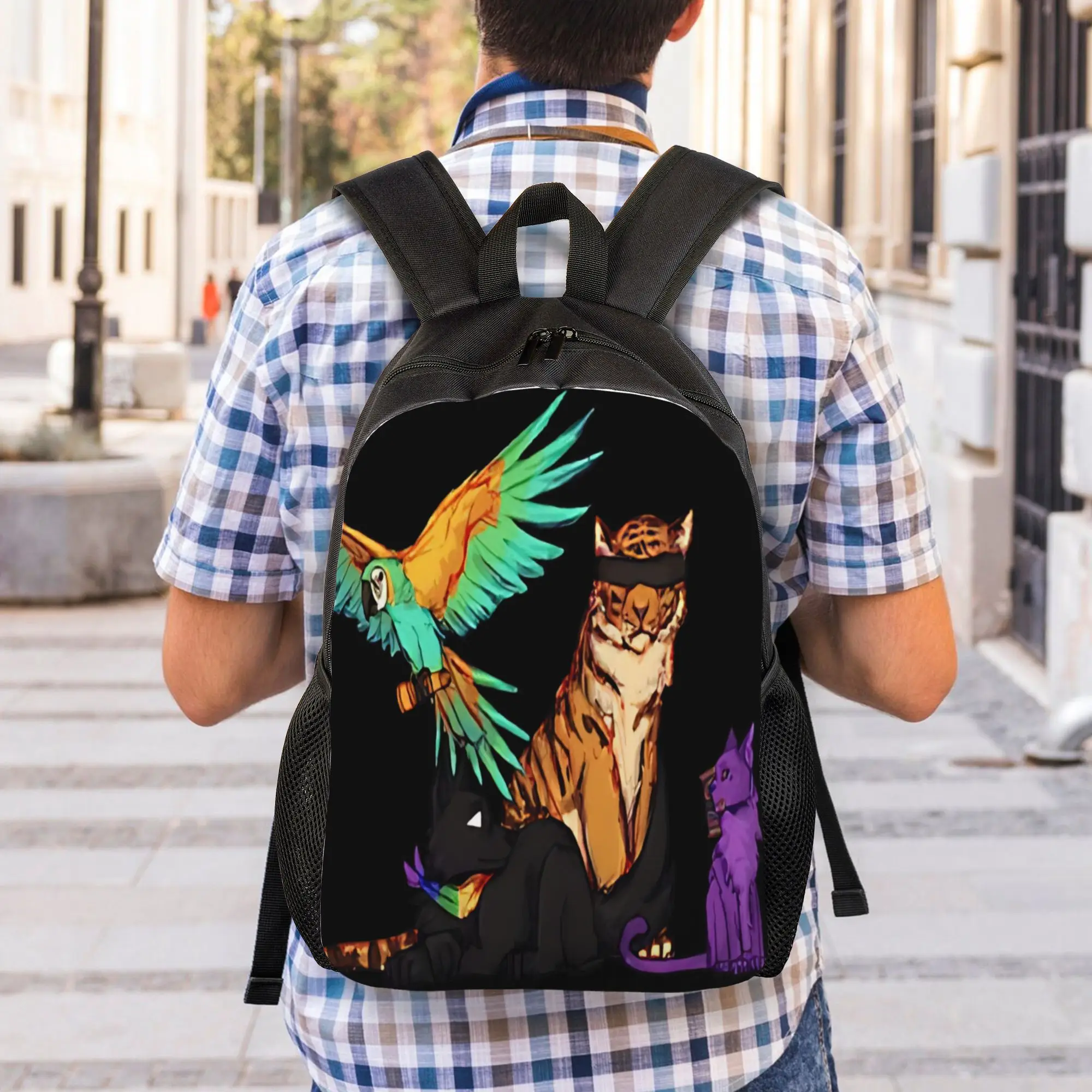 Фото Рюкзак Wemmbu FlameFrags ParrotX2 Animals Cool для студентов и бизнеса, унисекс, для игр SMP, для мужчин и женщин, для ноутбука, холщовый №5