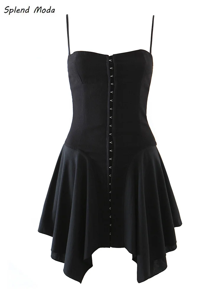 

Splend Moda 2021 Summer New Sexy Irregular Strap Mini Dress Hot Girl Slim Bag Hip Short Dress Woman