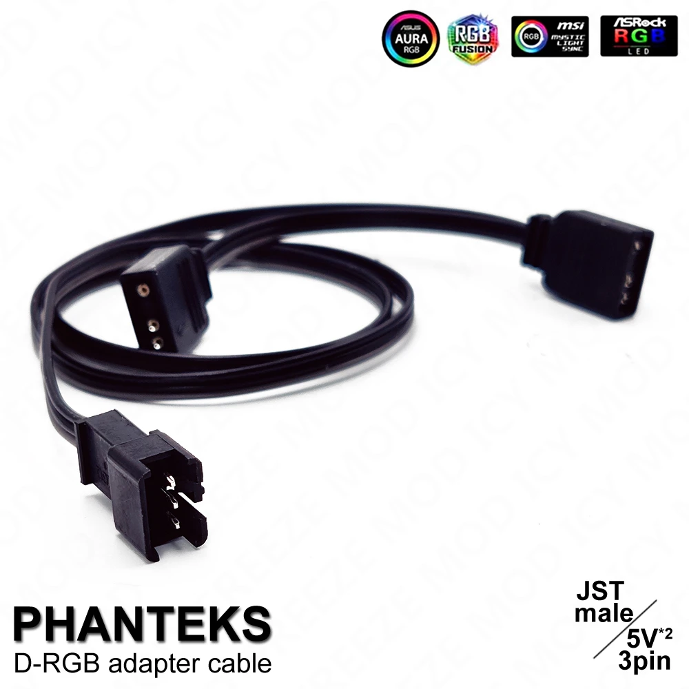 

PHANTEKS DRGB 5V3PIN Cable JST Adapter Converter Splitter 1-2 Wiring Symphony Light MOBO AURA ARGB Male Interface Gamers MOD