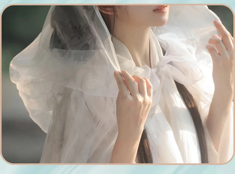 Xianqi Piaopiao Hanfu женское фото для взрослых белый тюлевой плащ с капюшоном платье в