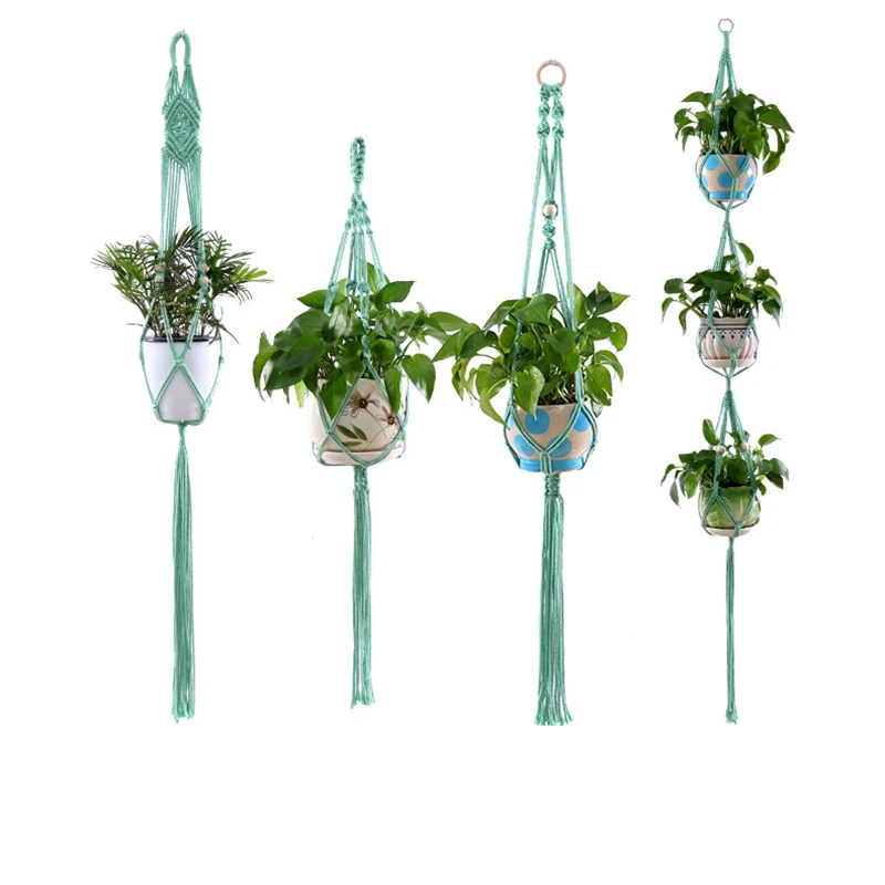 Macrame cestini appendiabiti per piante fatti a mano porta vasi da fiori balcone appeso decorazione corda di sollevamento annodata forniture da giardino per la casa