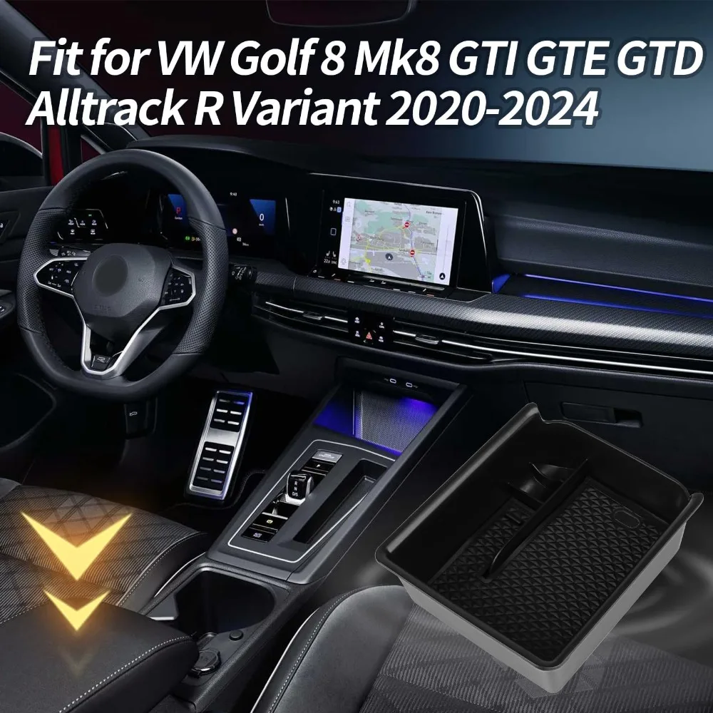 Фото Органайзер-вкладыш для центральной консоли автомобиля Volkswagen VW Golf Mk8 GTI GTE GTD Alltrack R Variant 2020-2024 №2